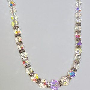 Vintage Crystal Necklace with Rhinestone Rondells Newly Cleaned & Restrung